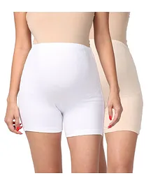 Morph Pack Of 2 Maternity Under Shorts - White Beige