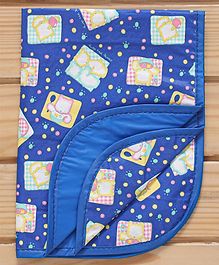 Baby Diaper Changing Waterproof Mat With Hugs And Kisses Print -Blue