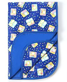 Baby Diaper Changing Waterproof Large Size Mat With Square Print -Blue