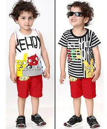 Kooka Kids Pack Of 2 Sleeveless Tee With Pack Of 2 Shorts - Multi Color