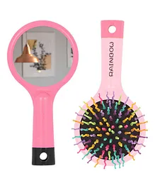 Cutecumber Pack Of 2 Back Mirrored Cushioned Paddle Hair Brushes - Pink And Peach
