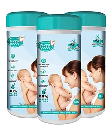 Buddsbuddy Wet Wipes with Aloe Vera & Vitamin E Pack of 3 - 80 Pieces Each