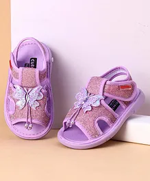 Cute Walk by Babyhug Party Wear Sandals Butterfly Appliques - Purple