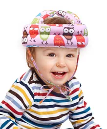 Baby Adjustable Safety Helmet Owl Print - Pink