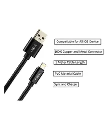 Mate PU Leather Sook 2.4 A USB Cable for IOS Devices - Black