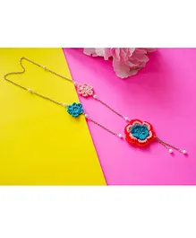 Bobbles & Scallops Floral Crochet Necklace - Red