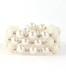 Milyra Spiral Pearls & Carved Beads Bracelet - White