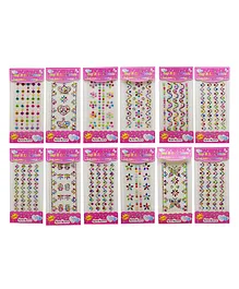Asera Self Adhesive Pearl Stone Stickers pack of 12 - Multicolor 