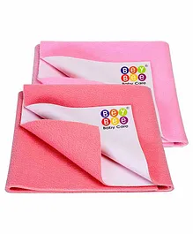 BeyBee Waterproof Baby Bed Protector Dry Sheet for Born Babies Gifts Pack Large Combo of 2 - Salmon Rose/Pink