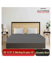 Mattress Protector Water Proof  Breathable Hand & Machine Washable Fitted elastic band- 78 X 72 Inch - Water Resistant Ultra Soft Bed Cover Double Bed King Size - (Grey)