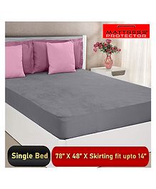 Mattress Protector Water Proof Breathable Stretchable Fitted 78 x 48 Inch for Twin Bed Divan Bed with Elastic Strap Water Resistant Ultra Soft Hypoallergenic Bed Cover - Grey