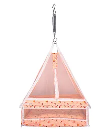132 Swing Cradle With Mosquito Net & Spring - Peach