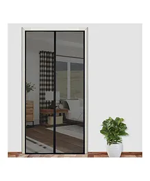 Lifekrafts Polyester Mosquito Screen Curtain for Main Doors, Balcony Mesh with Magnets - Black