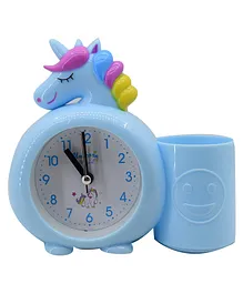 Asera Unicorn Table Alarm Clock With Pen Stand - Blue