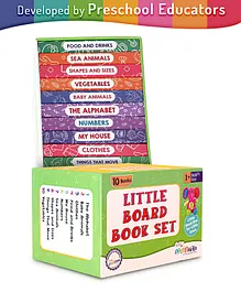 Intelliskills Premium Little Board Books Pack of 10 | My House, Clothes, Vegetables, The Alphabet, Numbers, Food & Drinks, Baby Animals, Sea Animals, Shapes & Sizes Picture & Many More Books for Kids | Early Learning Books For Boys & Girls | 220 Page