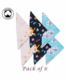 Polka Tots 100% Organic Muslin Cotton Wash Cloths Pack of 6 - Multicolour