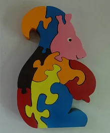 Shoppingkart24 Wooden Animal Shaped Jigsaw Puzzle Multicolour - 8 Pieces