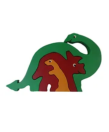 Wooden Lacquerware Puzzle with 3 different animal set for Kids (Dianasour)