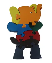 Elephant Shaped Wooden Lacquerware Puzzle For Kids