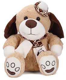 Starwalk Plush Dog With Muffler And Cap Brown - 30 cm