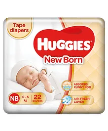 Huggies New Born Tape Diapers - 22 Pieces