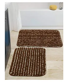 Saral Home Microfiber Anti Slip Bathmat Pack of 2 - Brown