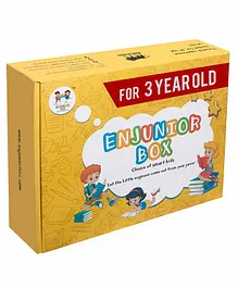 Enjunior Box Educational Activity Game With Puzzles & Activity Flash Cards - Yellow