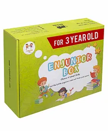 Enjunior Box Educational Activity Game With Puzzles & Activity Flash Cards - Green
