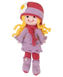 Happy Threads Crochet Molly Doll Purple and Red - Height 19.05 cm