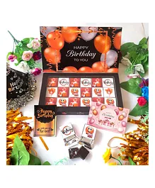 Expelite Happy Birthday Metallic Balloons Printed Chocolate Box - 500 gm