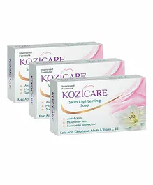 Kozicare Kojic Acid Soap & Glutathione | Whitening | Body Tan Removal | Bath for Men & Women | Remove Dark Spots & Hyperpigmentation | For Glowing Skin - Pack of 3