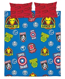 Marvel Avengers Double Bedsheet with 2 Pillow Cover - Blue 