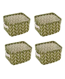 KolorFish Cotton Linen Storage Box Chevron Print Pack of 4 - Green 