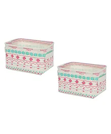 KolorFish Cotton Linen Storage Box Floral Print Pack of 2 - Multicolor  