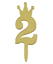 Shopping Time Acrylic Shiny Number 2 Cake Topper - Golden