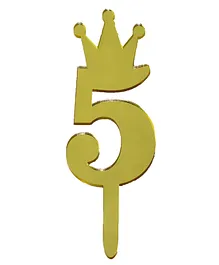 Shopping Time Acrylic Shiny 5 Number Golden Cake Topper