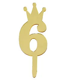 Shopping Time Acrylic Shiny 6 Number Golden Cake Topper