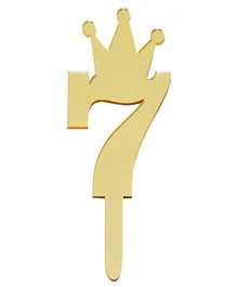 Shopping Time Acrylic Shiny Number 7 Cake Topper - Golden