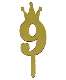 Shopping Time Acrylic Shiny Number 9 Cake Topper - Golden