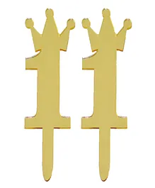 Shopping Time Acrylic Shiny 11 Number Golden Cake Topper - Golden