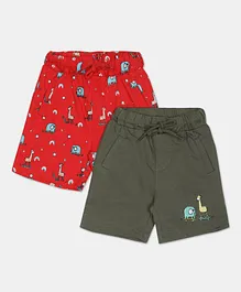 Donuts Mid Thigh Shorts Pack of 2 - Green Red