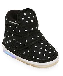 Chiu Stars Printed Double Velcro Closure LED Musical Shoes - Black