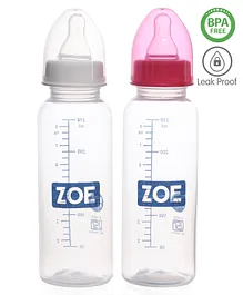 Zoe PP Feeding Bottle Pack Of 2 Pink And White - 250 ml