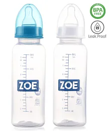 Zoe PP Feeding Bottle Pack Of 2 Blue And White - 250 ml