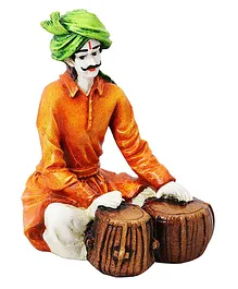FFC Rajasthani Man Playing Tabla Showpiece - Orange