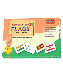 Krazy Asian Countries Flags Flash Cards Pack of 46- Multicolor