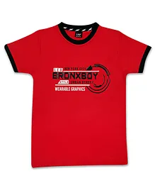 LEO Short Sleeves Typographic Print Tee - Red