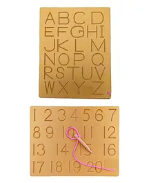 New Pinch Alphabets and Numbers Tracing Board with Dummy Pencil Combo - Brown