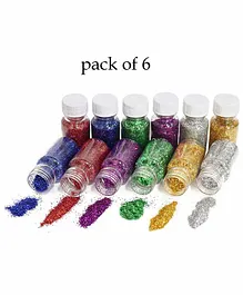 Funcart Dry Glitter For Craft Work Glitter Powder Multicolor  Pack Of 6