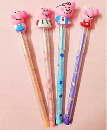 Funcart Lead Pencils With Pig Design Cap Pack of 4 - Color May Vary